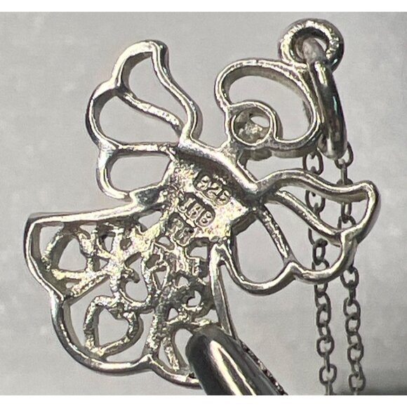 Sterling Silver Angel Hearts Pendant 20" Chain Necklace Marked 925 IBB Thailand - Picture 10 of 11